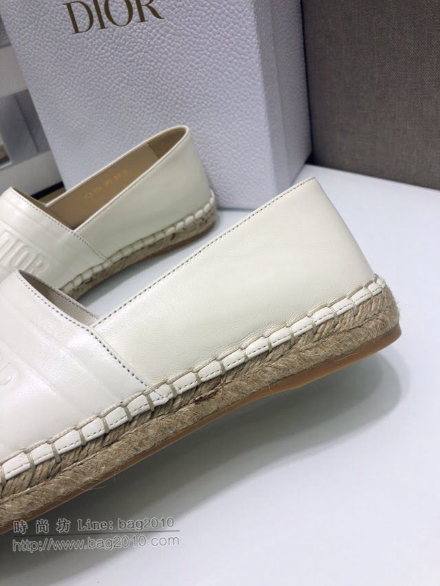 DIOR女鞋 迪奧2021專櫃新款Granville草編漁夫鞋 Dior字母logo平底懶人鞋  naq1533